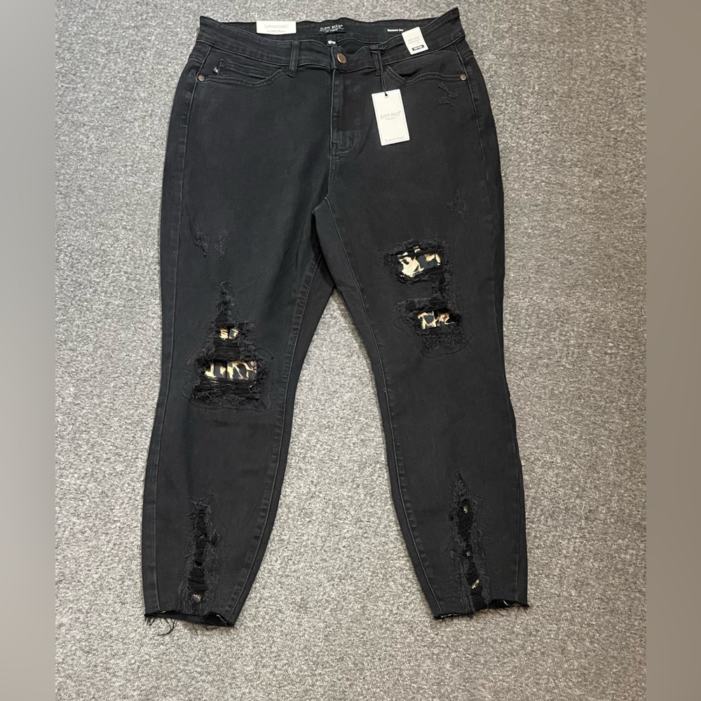Judy Blue Leopard Black Jeans NWT